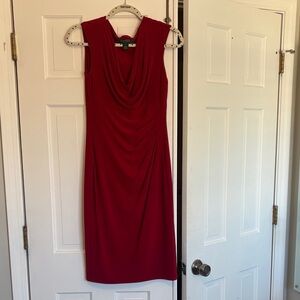 Ralph Lauren Crimson Draped Midi Dress